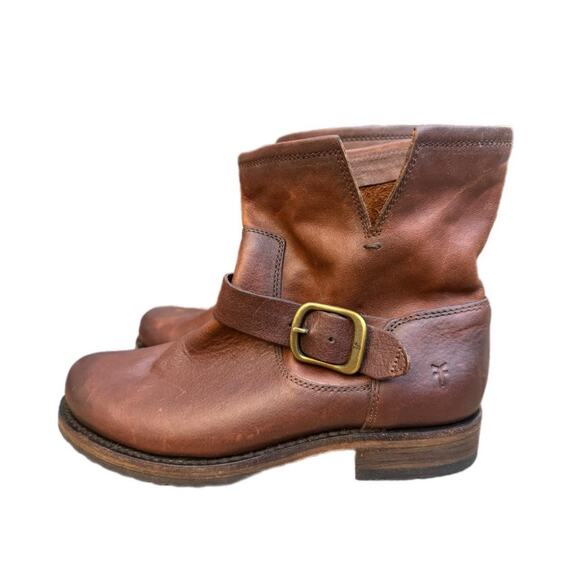 Frye Veronica Moto Bootie Brown Leather Women size 6 - Picture 2 of 7